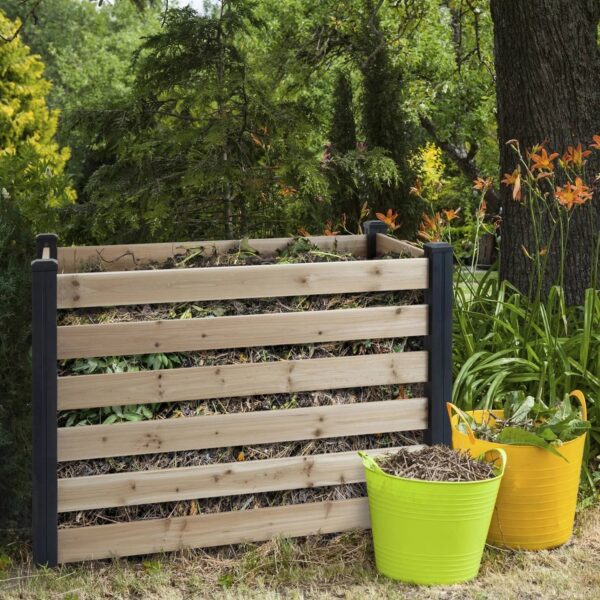 120 Gallon Outdoor Cedar Wooden Compost Bin in Natural Black Wood Finish - Image 3