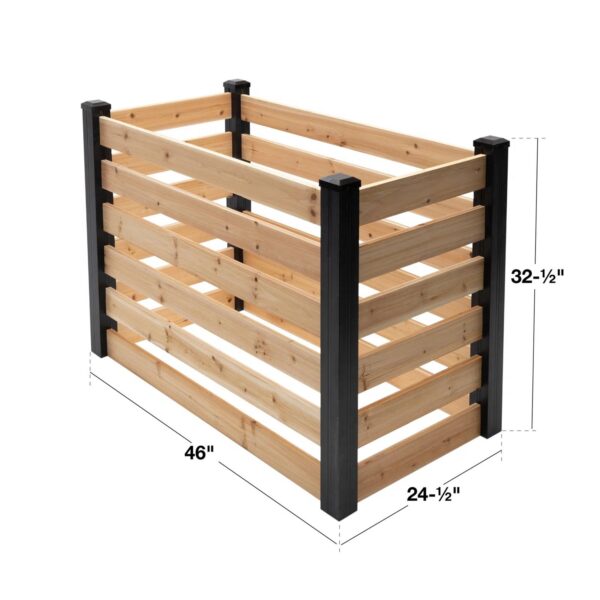 120 Gallon Outdoor Cedar Wooden Compost Bin in Natural Black Wood Finish - Image 5