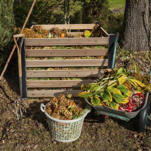 244 Gallon Outdoor Cedar Wooden Compost Bin in Natural Black Wood Finish - Image 3