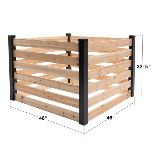 244 Gallon Outdoor Cedar Wooden Compost Bin in Natural Black Wood Finish - Image 5