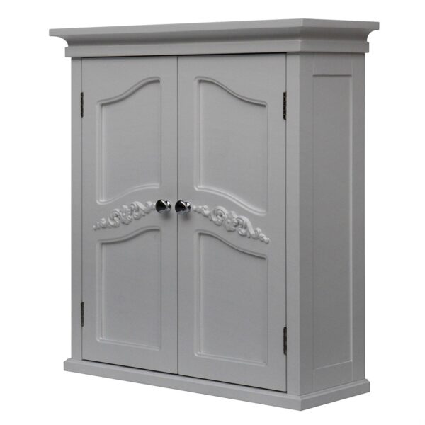 French Classic Style 2 Door Bathroom Wall Cabinet in White - Image 2