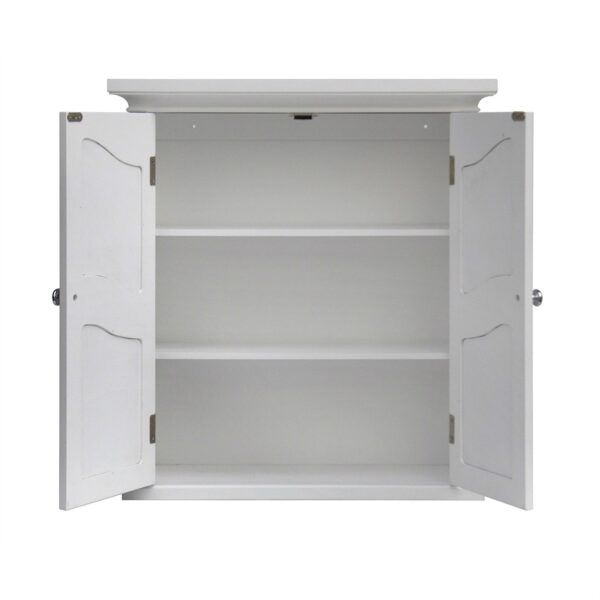 French Classic Style 2 Door Bathroom Wall Cabinet in White - Image 3