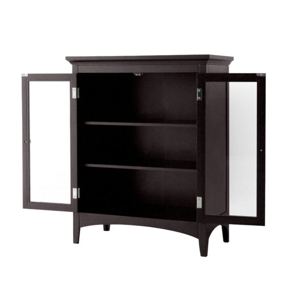 Dark Espresso Freestanding Bathroom Floor Cabinet with Storage Shelves - Image 2