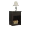 Espresso Brown Wood 1-Drawer Bedroom Nightstand with Open Shelf