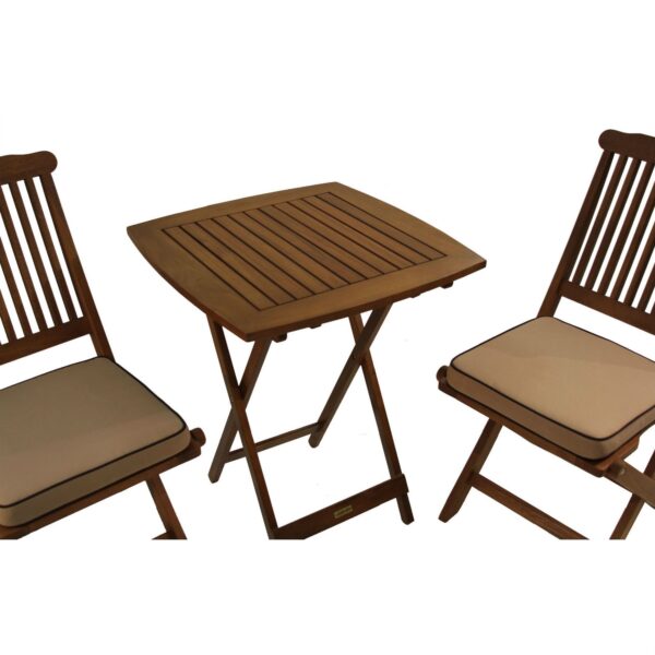 3-Piece Bistro Style Outdoor Patio Furniture Chair Table Set with Cushions - Image 2