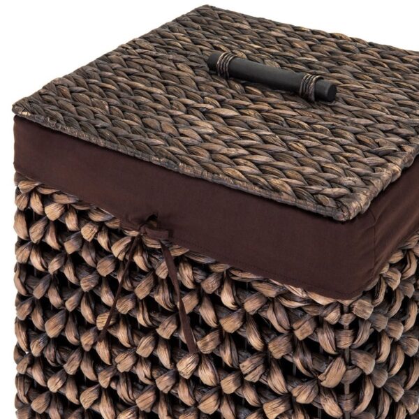 Espresso Handwoven Hyacinth Linen Liner Laundry Hamper - Image 3