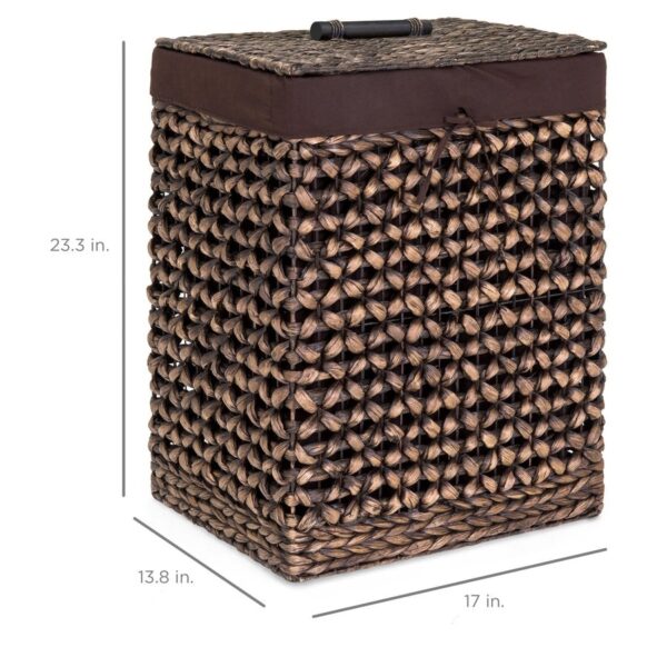 Espresso Handwoven Hyacinth Linen Liner Laundry Hamper - Image 5