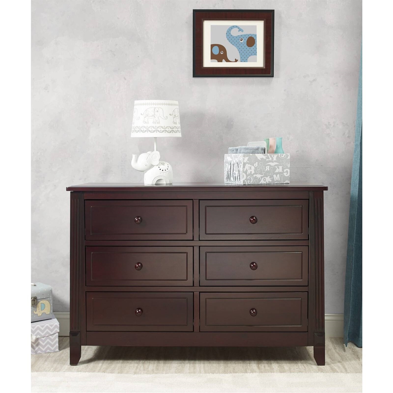 3 Piece Crib Changing Station 6 Drawer Dresser Nursery Furniture Set Espresso - Image 4