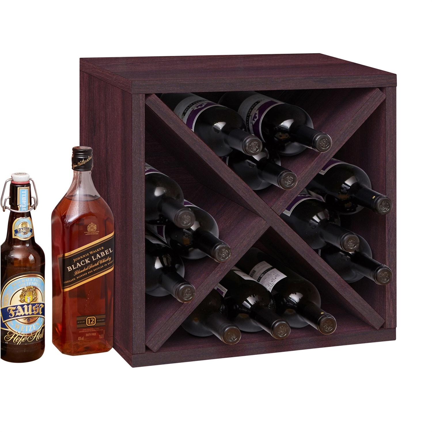Stackable 12-Bottle Wine Rack in Espresso Brown Wood Finish - Image 2