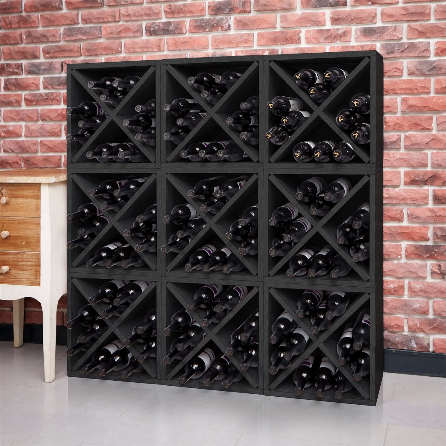 Stackable 12-Bottle Wine Rack in Espresso Brown Wood Finish - Image 3