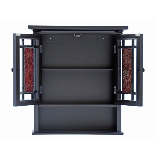 Espresso Bathroom Wall Cabinet with Amber Mosaic Glass Accents - Image 4