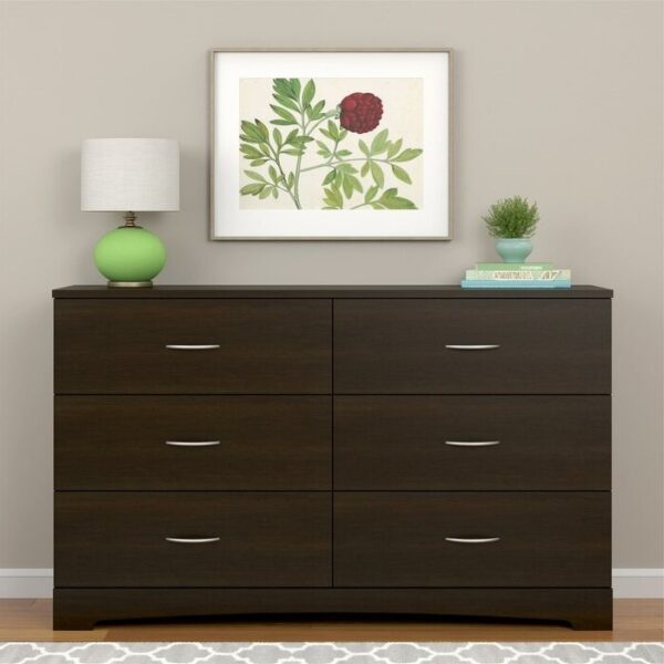 Modern 6 Drawer Dresser in Espresso Wood Finish - Image 2