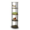 5-Tier Corner Display Shelf Bookcase in Espresso & Black