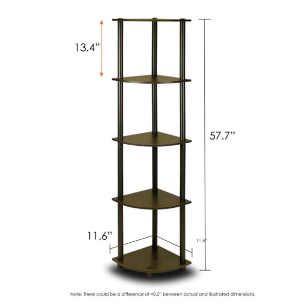 5-Tier Corner Display Shelf Bookcase in Espresso & Black - Image 2