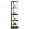 5-Tier Corner Display Shelf Bookcase in Espresso & Black - Image 4