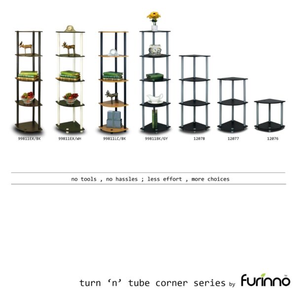 5-Tier Corner Display Shelf Bookcase in Espresso & Black - Image 5