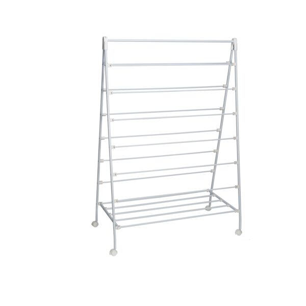 White Large Foldable Laundry A-Frame Rolling Clothes Drying Rack
