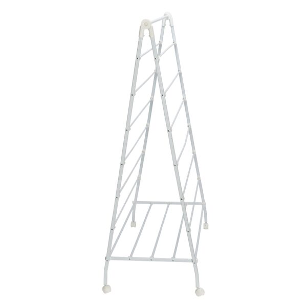 White Large Foldable Laundry A-Frame Rolling Clothes Drying Rack - Image 2