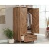 FarmHouse Rustic Herringbone 1 Drawer Garment Rod Wardrobe Armoire - Image 2
