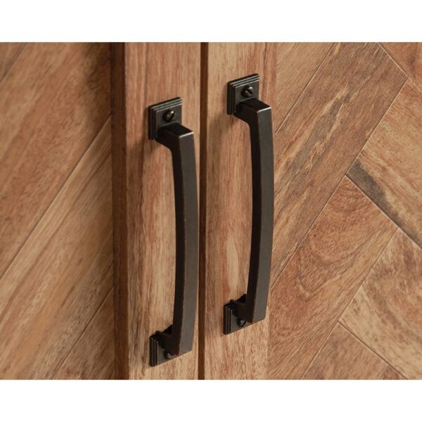FarmHouse Rustic Herringbone 1 Drawer Garment Rod Wardrobe Armoire - Image 3