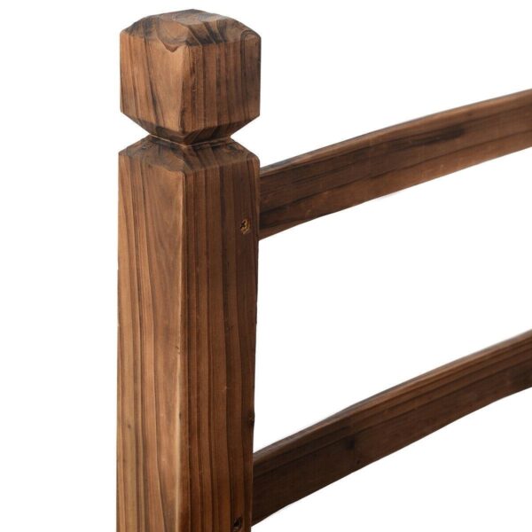 5-Ft Outdoor Fir Wood Garden Bridge with Side Rails in Brown Finish - Image 4