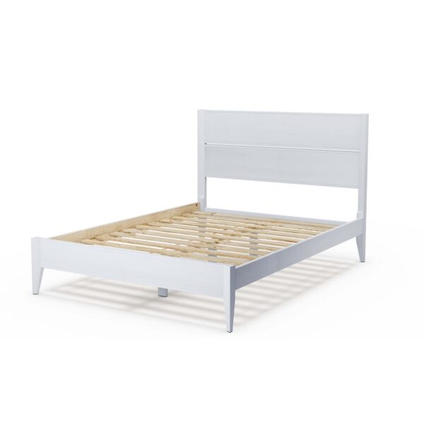 Full Size Rustic White Mid Century Slatted Platform Bed - Image 2