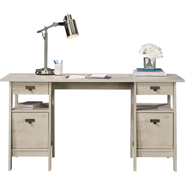 FarmHouse Chalky Oak Executive Desk w/ Filing Cabinets Storage - Image 2