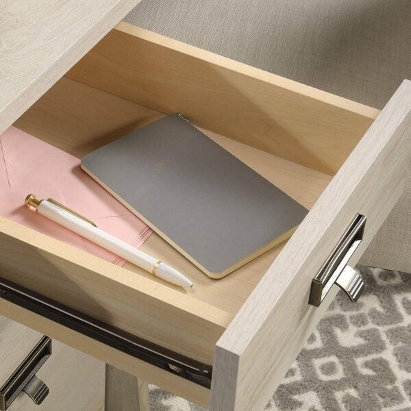 FarmHouse Chalky Oak Executive Desk w/ Filing Cabinets Storage - Image 5
