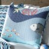 Full / Queen Blue Serenity Sea Fish Coral Coverlet Quilt Bedspread Set - Image 2