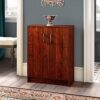 Modern Cherry 2 Door Adjustable Shelves Accent Cabinet Storage Chest - Image 2