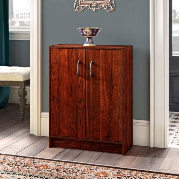 Modern Cherry 2 Door Adjustable Shelves Accent Cabinet Storage Chest - Image 2