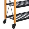 FarmHouse Rolling Kitchen Island 2 Drawers Storage with Butcher Block Rubberwood Top - Image 3