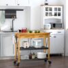 FarmHouse Rolling Kitchen Island 2 Drawers Storage with Butcher Block Rubberwood Top - Image 4