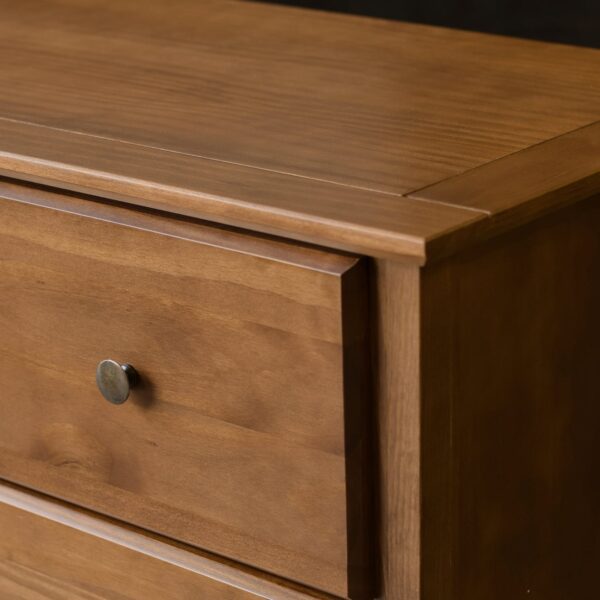 Farmhouse Solid Pine Wood 6 Drawer Dresser in Walnut Finish - Image 2