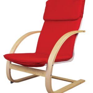 Modern Farmhouse Plywood Canvas Red Rocking Chair