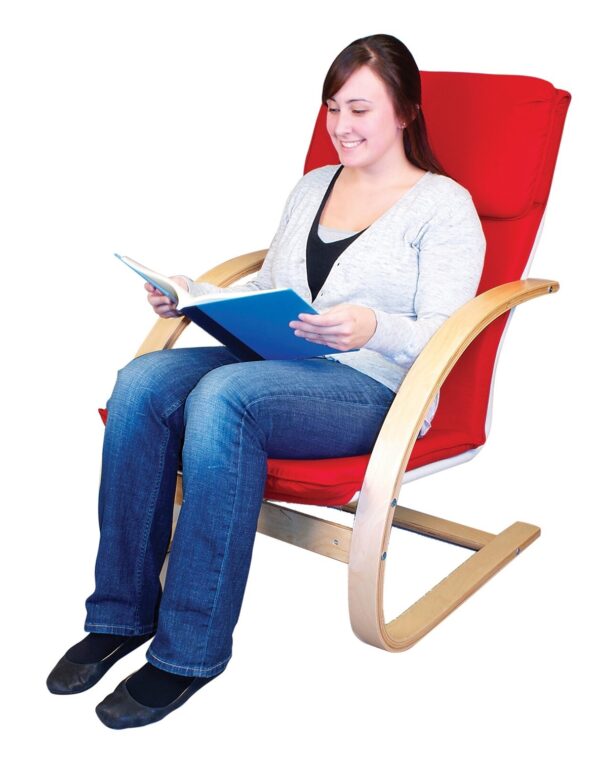 Modern Farmhouse Plywood Canvas Red Rocking Chair - Image 2