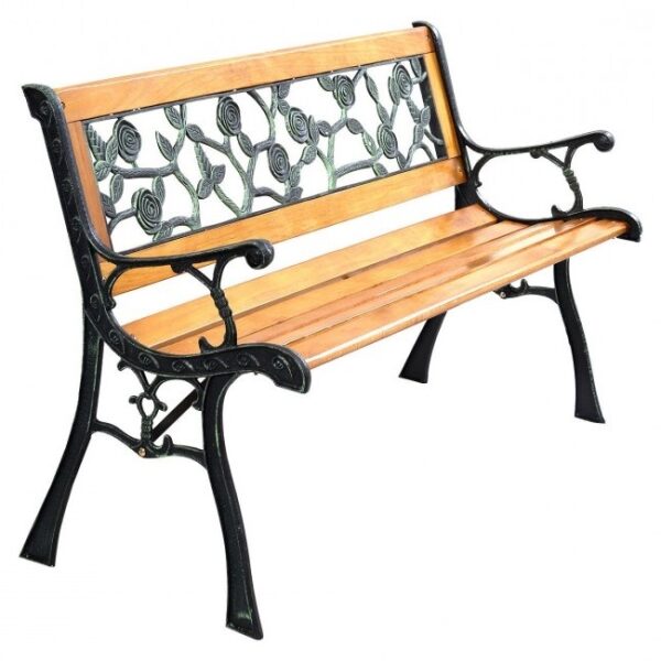 Flowers Outdoor Patio Park Cast Iron Garden Porch Chair Bench - Image 2