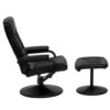 Black Faux Leather Recliner Chair with Swivel Seat and Ottoman - Image 2