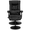 Black Faux Leather Recliner Chair with Swivel Seat and Ottoman - Image 3