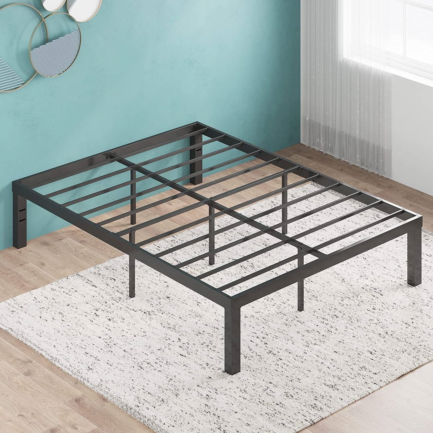Full size Modern 16-inch Heavy Steel Metal Platform Bed Frame - Image 3