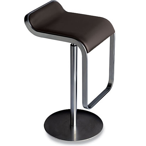 Contemporary Stainless Steel Barstool Chair with brown leather seat - Image 2