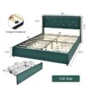 Full Size Green/Gold Linen Headboard 4 Drawer Storage Platform Bed - Image 5