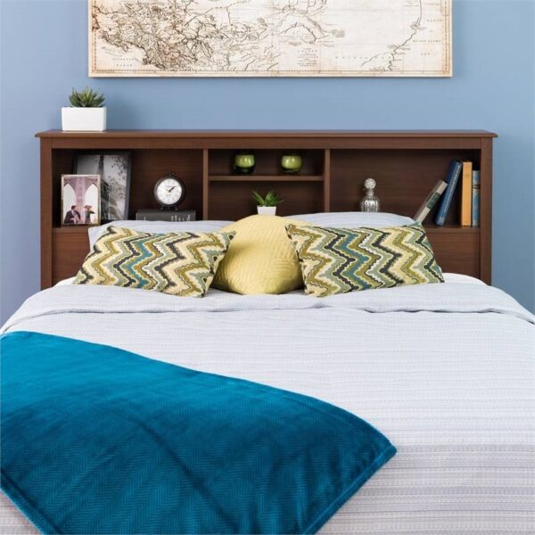 Full / Queen size Bookcase Headboard in Cherry Wood Finish - Image 2