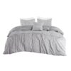 Full / Queen size 5-Piece Grey Cotton Farmhouse Comforter Set - Image 2