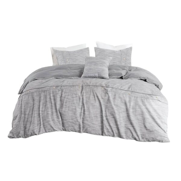 Full / Queen size 5-Piece Grey Cotton Farmhouse Comforter Set - Image 2