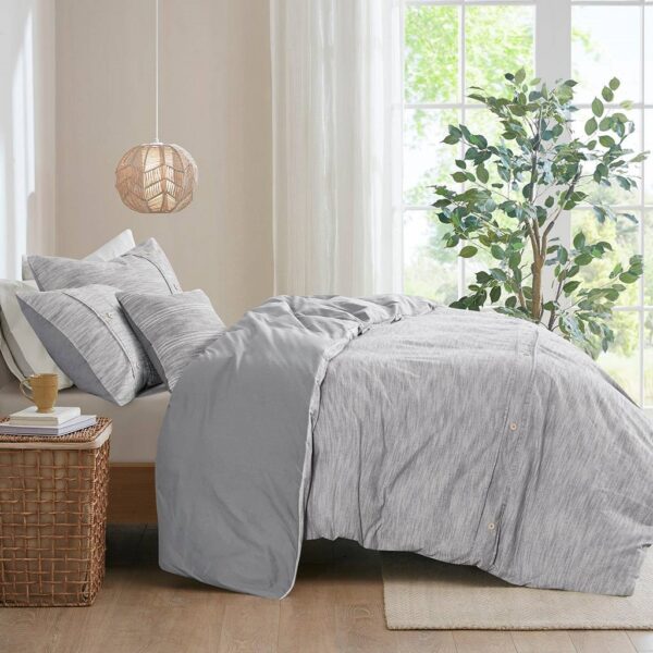 Full / Queen size 5-Piece Grey Cotton Farmhouse Comforter Set - Image 3