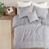 Full / Queen size 5-Piece Grey Cotton Farmhouse Comforter Set - Image 4