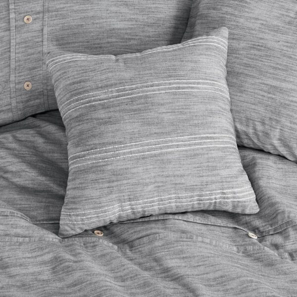 Full / Queen size 5-Piece Grey Cotton Farmhouse Comforter Set - Image 5