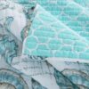 Full / Queen Coastal Seashells White Teal 3 Piece Polyester Reversible Quilt Set - Image 2