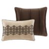 Full / Queen Red Cream Espresso Leaf Stripped 5-Piece Quilt Coverlet Set - Image 2